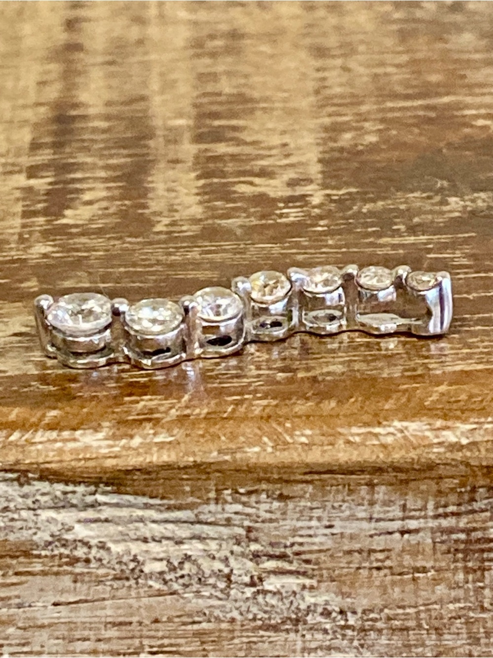 10K White Gold & Cubic Zirconia Journey Pendant 1” Long - Picture 4 of 9